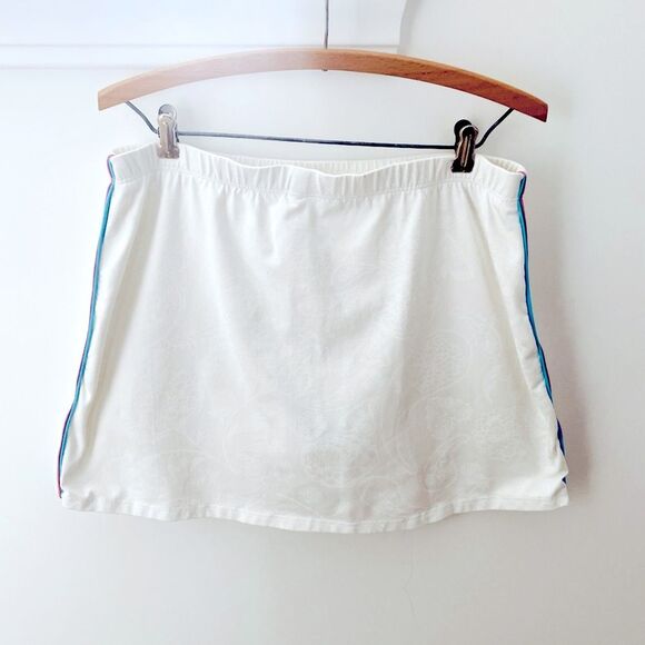 Y2K Vintage Lilly Pulitzer White Tennis Skirt Sz Large Floral Print Stripe Skort - Picture 1 of 9